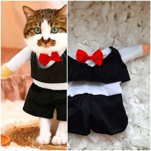 Dressy Cat Pet Costume Dapper Dog Funny Cute Small
